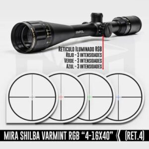 mira shilba varmint 4-16x40 reticulo iluminado en 3 colores (azul-rojo verde) mildot