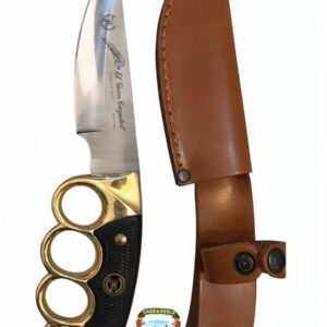 cuchillo El gran cazador con manopla de agarre negro y dorado largo tota 37 cm largo de hoja 15 cm