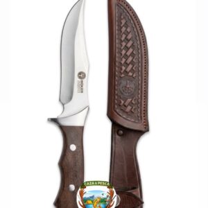 Cuchillo Boker arbolito cabo de madera con vaina original largo total 30 cm (largo de hoja 17cm )