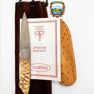 cuchillo alfredo sacher  modelo catrilo  largo total 22 cm damasco carbono  guarda damasco