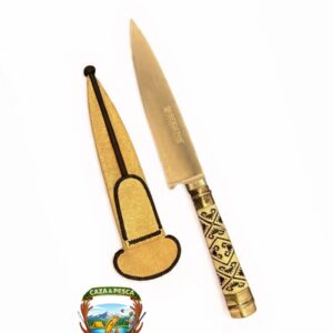 Cuchillo seigen 440 inoxidable con cabo exagonal de 78 tientos de potro terminales en plata 900